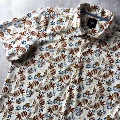 美品 キャロウェイ Callaway 吸水速乾 ストレッチ 半袖 ポロシャツ トップス メンズ L 白 パイナップル 総柄 人気 おしゃれ ゴルフウェア