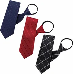 GRANVEL ワンタッチネクタイ 結ばないネクタイ ビジネス セット 簡単装着 冠婚葬祭 紳士(3本セットC,  ネクタイ長さ：48cm　大剣幅：8cm)