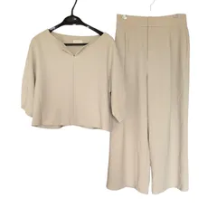 Z1567Ballsey ボールジィ セットアップ パンツ 長袖 ベージュ アイボリー レディース36サイズ 春夏 秋冬 スーツ