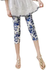 MT's SHOP レギンス 7分丈 レディース 柄物 薄手 通気性 伸縮性 ヨガ 膝丈 フリーサイズ FA325( 牡丹,  Free Size)