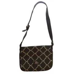 RE160  ロンシャン LONGCHAMP 本革レザーショルダーバッグ ビジネス ボディー メッセンジャーバック 茶 ブラウン  メンズ レディース 総柄　希少　旅行　トラベル　斜めがけ