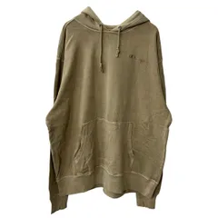 Champion ロゴスウェット パーカー L ベージュ チャンピオン フーディー プルオーバー ワンポイントロゴ 古着卸 アメリカ仕入 a709-5820