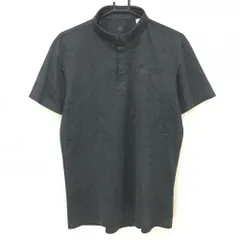 【超美品】アディダス 半袖ポロシャツ ダークグレー×黒 総柄 胸元ロゴ メンズ O ゴルフウェア adidas
