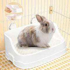 新品 awliye うさぎ トイレ 四角形 36*24 上下分離式 大型 ウサギ トイレ ケージ固定 お掃除簡単 小動物 トイレ プラスチック底ネット 快適な ペット トイレ 簡単なインストール (ホワイト)