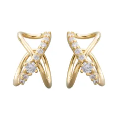 【ゴールド × フリーサイズ】[Cream dot. クリームドット公式] イヤーカフ レディース イヤーカフ 金属アレルギー ニッケルフリー イヤカフ 両耳用 セット ビジューライン クロス メタル 微調整可能 大人 上品