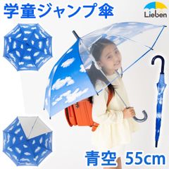 雨傘 青空プリント 子供用 小学生 長傘 ジャンプ傘 55cm×8本骨 キッズ 通学 LIEBEN-0380