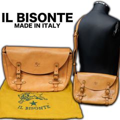 イタリア製 IL BISONTE  レザーショルダーバッグ ヌメ革 イタリアンレザー ナチュラル キャメル メールバッグ メッセンジャーバッグ イルビゾンテ