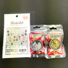 イングカワモト　レジンクラブ　クリスマス[RC-CRS-101]&東京貿易　クリスマスパーツ 雪の結晶　ゴールド・ホワイト　約1g　計3点まとめ売り※