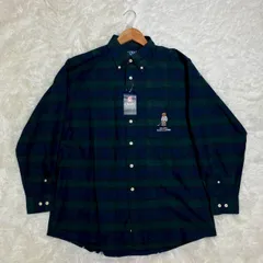 ポロベア 新品未使用✨ チャップス ラルフローレン チェックシャツ 長袖シャツ ブラックウォッチ ベアロゴ ボタンダウン  緑 Mサイズ ★お値段交渉を受け付けます。