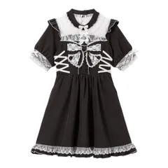 夢展望公式 [新品未使用] リボンレースアップワンピース [ブラック×ホワイト] 他カラー別ページ有 dearmylove ワンピース その他ワンピース（半袖） 534309-05