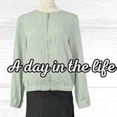 USED ジッパージャケット A Day in the Life グリーン 軽め 長袖 S 古着 前ファスナー ポケット付のサムネイル