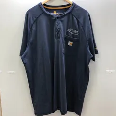 Carhart 企業刺繍 カーハート 半袖 Tシャツ RELAXED FIT ヘンリーネックTシャツ ポケットT Guatemala製 メンズ ネイビー