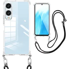 Arrows We2 F-52E ケース クリア ショルダー arrows we2ケース 耐衝撃 Arrows We2 スマホケース 透明 TPU Arrows We2 FCG02 対応 カバー 斜めがけ 織りストラップ付き スマートフォン ネック 調節可 1