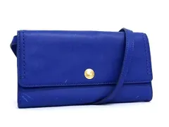 COLE HAAN コールハーン レザー クロスボディ ショルダーバッグ ショルダーウォレット 二つ折り 長財布 斜め掛け ブルー系 DK3878