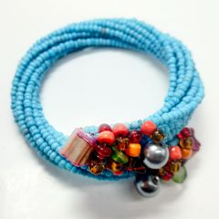 天然石 ネオゴシック ビーズ ブレスレット 水色 AUULA jewelry 241251