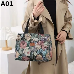 クラシカルな花柄ファブリックトートバッグ ? 大容量・軽量・上品デザインのレトロ デイリーバッグ