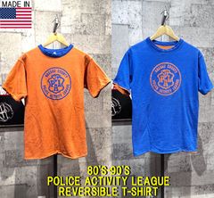 80'S-90'S USA製 リバーシブル Tシャツ L 米国製 ブルー/オレンジ ダブルフェイス