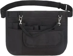 emmy's shop ナースポーチ ウエストポーチ ポケット 黒 仕事用 レディース 大容量 作業用 ショルダー 看護師 工具 軽量 無地(ブラック)