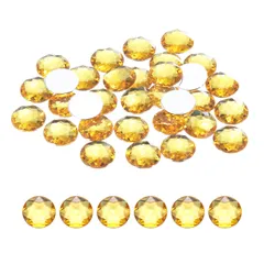 uxcell フラットバックラウンドアクリルラインストーン 10mmイエローフラットバッククリスタルラインストーン クラフト 衣類 靴 DIY装飾 ギフト用100個