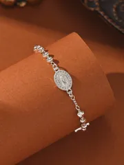 ジュエリー レディース ブレスレット チェーン 1個 ハンドメイド ビーズ   宗教ブレスレット、シルバーカラー、友人、彼女、女性の日常着や祭りに適しています