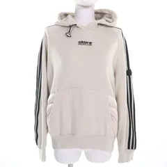 美品★MONCLER GENIUS 3×adidas モンクレール ジーニアス 3×アディダス 2022年製 ロゴ入り スリーライン ダウン使い プルオーバー パーカー ベージュ ブラック XS イタリア製 正規品 レディース