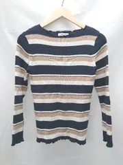 ◇ GLOBAL WORK グローバルワーク ケーブル　ボーダー柄　起毛　シンプル 長袖 ニット サイズM マルチ系 レディース E  【1303160008848】