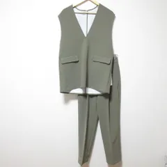 未使用 22AW Mila Owen ミラオーウェン フラップポケットベストプルオーバー＋テーパードパンツ セットアップ F/1 オリーブ レディース 古着 中古 USED