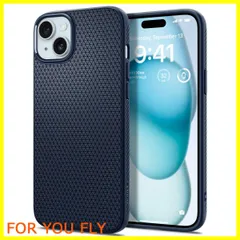 【特価商品】Spigen iPhone15Plus ケース マット ソフト 米軍MIL規格 耐衝撃 ワイヤレス充電 リキッド・エアー ACS06651 (ネイビー・ブルー)