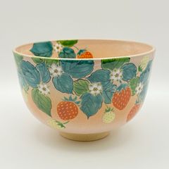 【新品】茶碗 桃地 いちご　小倉寅介　紙箱入　茶道具　茶盌　茶器