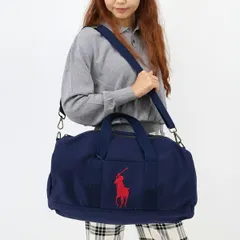 POLO RALPH LAUREN ポロ ラルフローレン 9AR025 ボストンバッグ ビッグポニー ショルダーバッグ ハンドバッグ キャンバス ロゴ刺繍 A4収納可能 ユニセックス レディース メンズ ブラック 男女兼用 旅行 通学 プレゼント ギフト 鞄