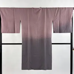 【美品】 道行 身丈113cm 裄丈67cm M 和装コート 角衿 ぼかし柄 灰紫 正絹 名品 【中古】