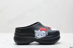 【今日特価】ハイソールミュールクッションシューズ Hello Kitty キャットヘッドスリッパ ライトブルー 女子用 ハイトアップ ハーフスリッパ クローズドトゥー ビーチサンダル