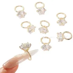 ⭐︎⭐︎⭐︎12/10 19:00〜2025年最終までの 売り切りセール開催！！！⭐︎⭐︎⭐︎ 💍ネイルリングチャーム【1.5cm】大粒ジルコン風ストーン付き／立体リングパーツ／高級感◎／ゴールド台座／5個セット✨️