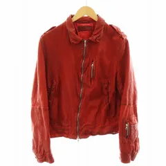 ニールバレット Neil Barrett レザージャケット 革ジャン バッファローレザー ウォッシュ加工 M 赤 レッド /AN29のサムネイル