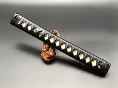 そば切り庖丁の柄漆塗り出し鮫仕上げ
