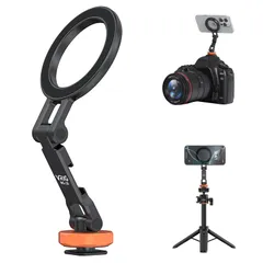 新品 VRIG 三脚マウント 磁気 スマホホルダー Magsafe マウント 金属製 磁気マグネット 超強力磁力 片手操作 三脚用アクセサリー コールドシュー付き スマートフォン三脚ホルダー 1/4インチネジ穴 iphone 16/15/14/13/12/An