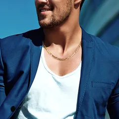 ネックレス メンズ フィガロネックレス 925スターリングシルバー素材 ユニセックス エレガント シンプル ヒップホップ風デザイン 日常 パーティー 旅行 妻 夫 家族 友人 完璧な贈り物 高級ギフトボックス付き 22Kゴールドメッキ仕様 ゴールド