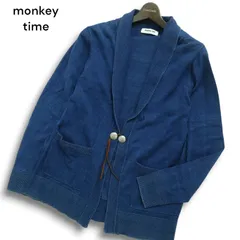 monkey time モンキータイム ユナイテッドアローズ インディゴ★ コットン ニット ショールカラー カーディガン Sz.M メンズのサムネイル