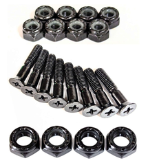 【ビス 7/8inch（23ｍｍ）＋アクスルナット4個　ブラック】サーフスケート、ロングボード、サフスケ、ロンスケ、スケートボードパーツ、スケートボード部品、クルーザー、ミニクルーザースケートボード　スケボー　 ペニー ロングボード サーフスケート