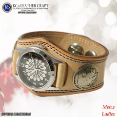 KC's 3コンチョダブルステッチ ブレスレット　牛革　KMR502