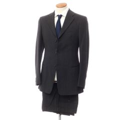 【中古】エンポリオ アルマーニ EMPORIO ARMANI ウールレーヨン 3つボタンスーツ ブラックxホワイト【サイズ46】【メンズ】