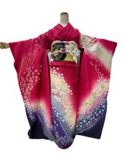 振袖　絹　未仕立て　【250130-5】正絹　ふりそで　仮絵羽　教材用にも最適　展示品　在庫処分