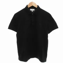ラコステ LACOSTE レギュラーフィット ストレッチ パリポロシャツ 鹿の子 ロゴ刺繍 半袖 3 黒 ブラック /FF