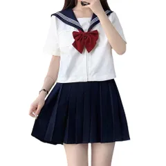 新品 [GSYCL] セーラー服 本格制服 紺色 赤蝶結ぶ 長袖 半袖 女子高生 高校生 学校 3点セット コスプレ JK 制服 プリーツスカート 女子制服 正統派 三本 学歳 卒業式 歓送迎会 大きいサイズ レディース 可愛い