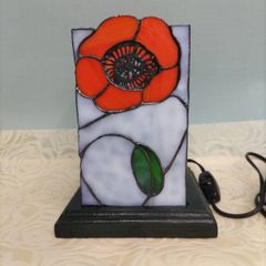 一点限り⭐︎ステンドグラス★ポピーの行灯　オレンジのお花照明ランプ行燈