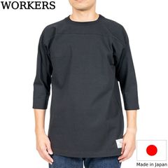 WORKERS ワーカーズ Football T, Black フットボールTシャツ ブラック