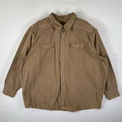 古着 リーバイス Levi's カラーデニムシャツ 胸ポケット 長袖 エルボーパッチ シャツジャケット 大きいサイズ XXXL  ベージュ系 メンズ