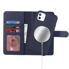 【迅速発送】Ｈａｖａｙａ iPhone11ケース Magsafe 対応 iPhone11 ケース 手帳型 マグセーフ 耐衝撃 【分離式2in1】 カード収納 ワイヤレス充電対応 フェイクレザー（6.1インチ対応） -ブルー