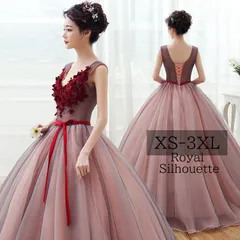 パーティードレス ナイトドレス ドレス レッド ノースリーブ 赤 結婚式 大きいサイズ 謝恩会 XS S M L XL LL 2XL XXL 3XL XXXL 発表会 ロング丈 ガーリー 紐タイプ 姫系 プリンセス 豪華 パーティー