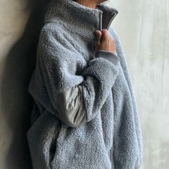 【SALE】ボアスタンドカラーブルゾン  flamingo firm フラミンゴファーム 150291 レディース 長袖 アウター ジャケット フリーサイズ オフホワイト グレー モカ 黒 ブラックflamingo firm ブルゾン 新品 未使用 正規品